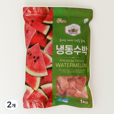 루비랑 국산 냉동 수박 다이스 수박주스 땡모반, 2개, 냉동수박 1kg