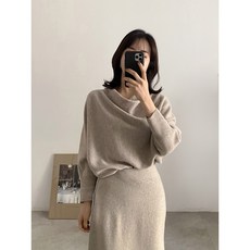 2color 홀가먼트 고퀄리티 울100% 터틀넥 가오리 루즈핏 여자 니트 겨울 코디
