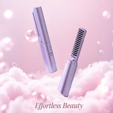 YKniorxeva 미니 3단계 온도 조절 고데기 무선 휴대용 매직기, 자주색