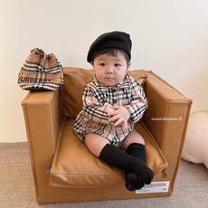 남아 체크 남방 바디슈트 봄 귀여운 백일 6개월 12개월 두돌 아기 문센룩 외출룩