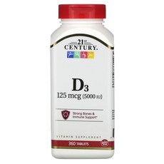 21st Century Vitamin D3 125mcg(5000IU) 360, 1개, 360정