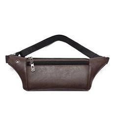 AZMON 슬림핏 미니 가죽 힙색 가방 다용도 방수 초경량 가벼운 크로스백 허리에 매는 가방, 브라운