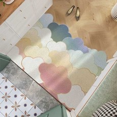 코일매트 현관 먼지털이 카페 입구 파스텔 신발장, 1개, 75x100cm 무지개 구름 가로