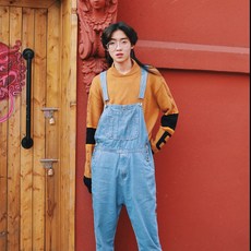 스퀘어 데님멜빵팬츠 청멜빵팬츠 내일 자 등전 남성 바디슈트 슬립 힙합 TT 프렌즈다 ING