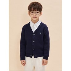 [빈폴키즈] [Essential] 울 플레인형 자카드 카디건 네이비 (BI485AUE1R) (BI485AUE1R)