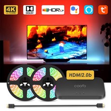 전기 HDMI 2.0b 주변 TV PC 백라이트 드림 스크린 USB LED 스트립 라이트 지원 4K/HDR/TV 박스/Alexa/Googl, 17 - 28인치용, EU 플러그