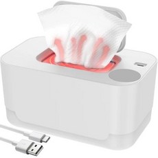 물티슈워머 온열물티슈 USB 물티슈 워머 LED 라이트 젖은 보온 박스 온도 조절 가능 가열 기저귀 디펜서 휴대용 대용량, X-5)1) White LED light, 없음