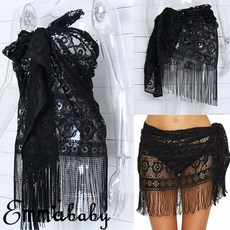 새로운 여성 수영 드레스 무료 스타일 tassels 커버 ups 여성 비치 비키니 커버 수영 스커트 짧은 랩 sarong beachwear, 1개, 단일