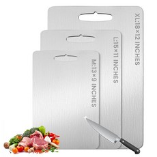 2팩 티타늄 도마 2025 업그레이드 100% 순수 티타늄 도마 주방 위생 및 내구성 논스틱 도마 양면 도마 쉬운 청소 (33 x 22.9cm(13 x 9인치)), 1