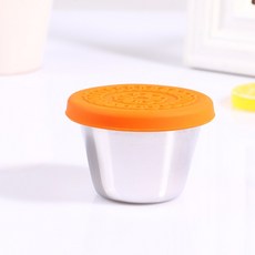 스테인레스 스틸 조미료 용기 재사용 가능한 소스 용기 컵 뚜껑이있는 누출 방지 도시락 작은 식품 저장 용기, 도래 송곳, 하나, 1개