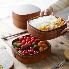 직장인 나무 도시락 반찬 통 130685 빈티지 심플, 도시락 상자에는 천연 래커 맛 B