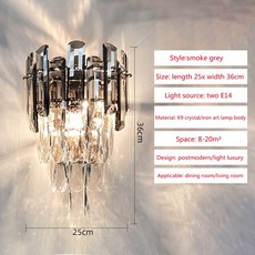 저렴한 럭셔리 크리스탈 LED 벽 램프 샴페인 골드 침실 침대 옆 창의적인 거실 서재 복도 조명 AC110V 22, transparent, 3 color switch, 01 3 color switch