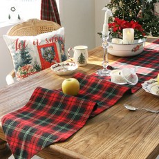 크리스마스 윈터체크 테이블 러너 6인용 220cm, 220cm(6인용), 레드체크