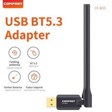 USB 블루투스 5.3 동글 어댑터 블랙 안테나 Adaptador PC 노트북 무선 스피커 오디오 수신기 송신기 CF-B35, 없음, 한개옵션0