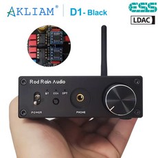 dac usb 휴대용 꼬다리AkLIAM D1 ES9038Q2M DAC QCC5125 블루투스 보드 APTX-HD HIFI 사운드 디코더, 01 Black