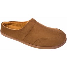 Coolers Mens Polar Fleece Lined Microsuede Mule Slippers-Tan-11/12 UK