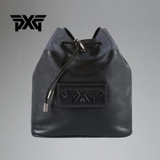 PXG 로고 소가죽 검정색 골프파우치 가방