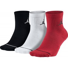 나이키 Jordan Jumpman Dri-Fit 쿼터 양말 멀티 3쌍 SX5544-011(빨간색/검은색/흰색 큼직/8-12)