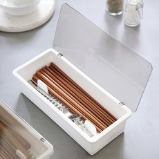 리빙공감 플립 물빠짐 수저통, 2개, 화이트