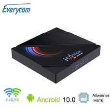 Everycom H96MAX 셋톱박스 안드로이드 10.0 TVBOX 2.4G 5G WiFi 미디어 플레이어 블루투스 HDMI 호환 가능, 1개