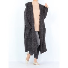 로우게이지 울 블랙 보카시 코트 가디건