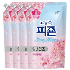 피죤 초고농축 섬유유연제 체리블라썸, 1.3L, 4개