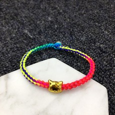 핸드메이드 구슬 꿰미 KT 묘수 횡단함 마네키 HELLOKITTY 고양이 가죽끈 염주 도금 벽사 레드