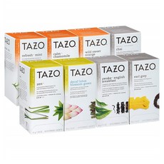 타조 티 티백 모음 24티백x16박스 Tazo Black Green and Herbal Assorted Variety Pack Enveloped Hot Tea Bags Non GMO 24 count of 16, 1set