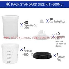 뚜껑 페인트 스프레이 건 자동차 측정 800ml 600 160 컵 혼합 포함 400 페인트 컵 컵 일회용, 600ml--40pcs, 40개