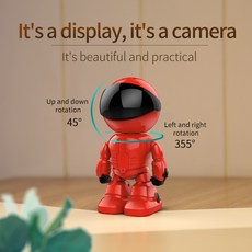 영어 매뉴얼 1080P 로봇 IP 카메라 안전 카메라 360° 와이파이 무선 2MP 폐쇄 텔레비전 카메라 스마트 홈 영상 감시 유아 모니터, 적색 로봇, 금 플러그
