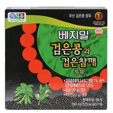 베지밀 검은콩과 검은참깨 두유, 190ml, 16개