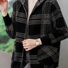 그래픽 프린트 집업 재킷 캐주얼 긴팔 후드 아우터 여성 의류, L(77), 회색