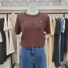 온앤온 라운드넥 펀칭 반팔 니트티njk4mp54901