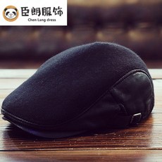 CHENLANG 베 레 모자 남 가죽 가을 중장 년 캐 주 얼 아웃 도 어 믹스 트 영감 중년 아빠 전진 모 블랙 - 303 L (55 56cm)
