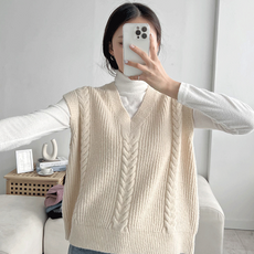 꽈배기니트조끼