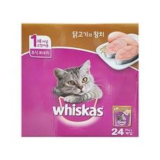 위스카스 파우치 고양이사료 닭고기와 참치 85g 24개 애묘 코스트코