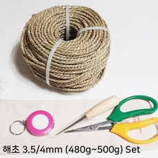 아이원티 인도네시아산 재료 고급 라탄 DIY 키트 환심 가위 송곳 줄자 1set, 1단, 해초 3.5/4mm 1단 set