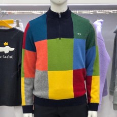 F/W 루이까스텔 남성 컬러 블록 반집업 방풍 스웨터 3MRSW081N