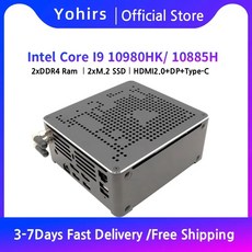 미니 컴퓨터 미니PC 데스크탑 게이밍 코어 i9 10980HK Xeon W10885M E2276M 서버 PC 2 DDR4 NVME 듀얼 랜 오피스 디자인, 127.Xeon E2186M - 64G DDR4 1T