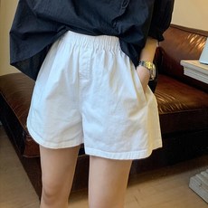 이유무무 NQ-268 여성 허리 밴딩 루즈핏 캐주얼 와이드 반바지