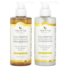 Tree To Tub 샴푸 컨디셔너 세트 비오틴 콜라겐 근육 강화 시칠리아 레몬 티트리 2개 각 250ml(8.5fl oz), 1개