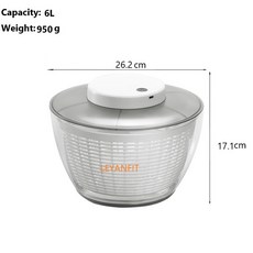 야채 탈수기 자동 전기 샐러드 스피너 식품 만들기 다기능 믹서, 6.6L Electric With Box