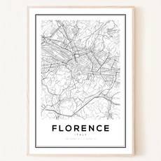 이탈리아 피렌체 유럽 Florence 도시 지도 맵 빈티지 포스터 액자