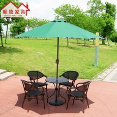 DIPYLON 라탄 4 6인 야외 테이블 의자 파라솔 세트, 2.7m원산+벤치+70cm 원탁