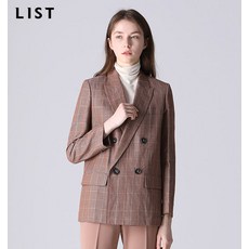 리스트 최고급소재 린넨 체크 더블자켓