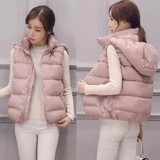 시크힐즈 여성 겨울 숏 조끼 패딩 탈부착 7533