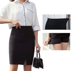 킹스아리아 봄 여름 미디 스커트 스판 하이웨스트 앞트임 정장