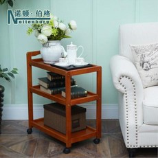 China Oem 서빙 주방 식당카트 원목 이동식차 다용도 차수차 가정용 선, 3단 식당차 브라운