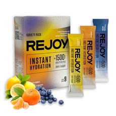 Rejoy – 전해질 파우더 패킷 스틱 9개 - 하이드레이션 드링크 믹스 보충제, Variety Pack
