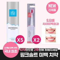 [국내최초 신개념 미백치약] 히말라야 핑크솔트 화이트닝 치약 퓨어민트 100g*5개+치약 30g(증정)+화이트닝칫솔 2개, 단품